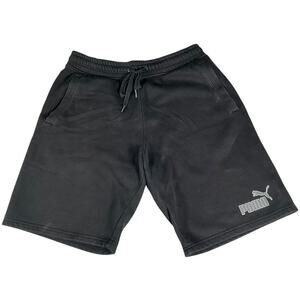 Puma Mens Sweat Shorts Black & Grey Size Medium Drawstring Waist Pockets Cozy